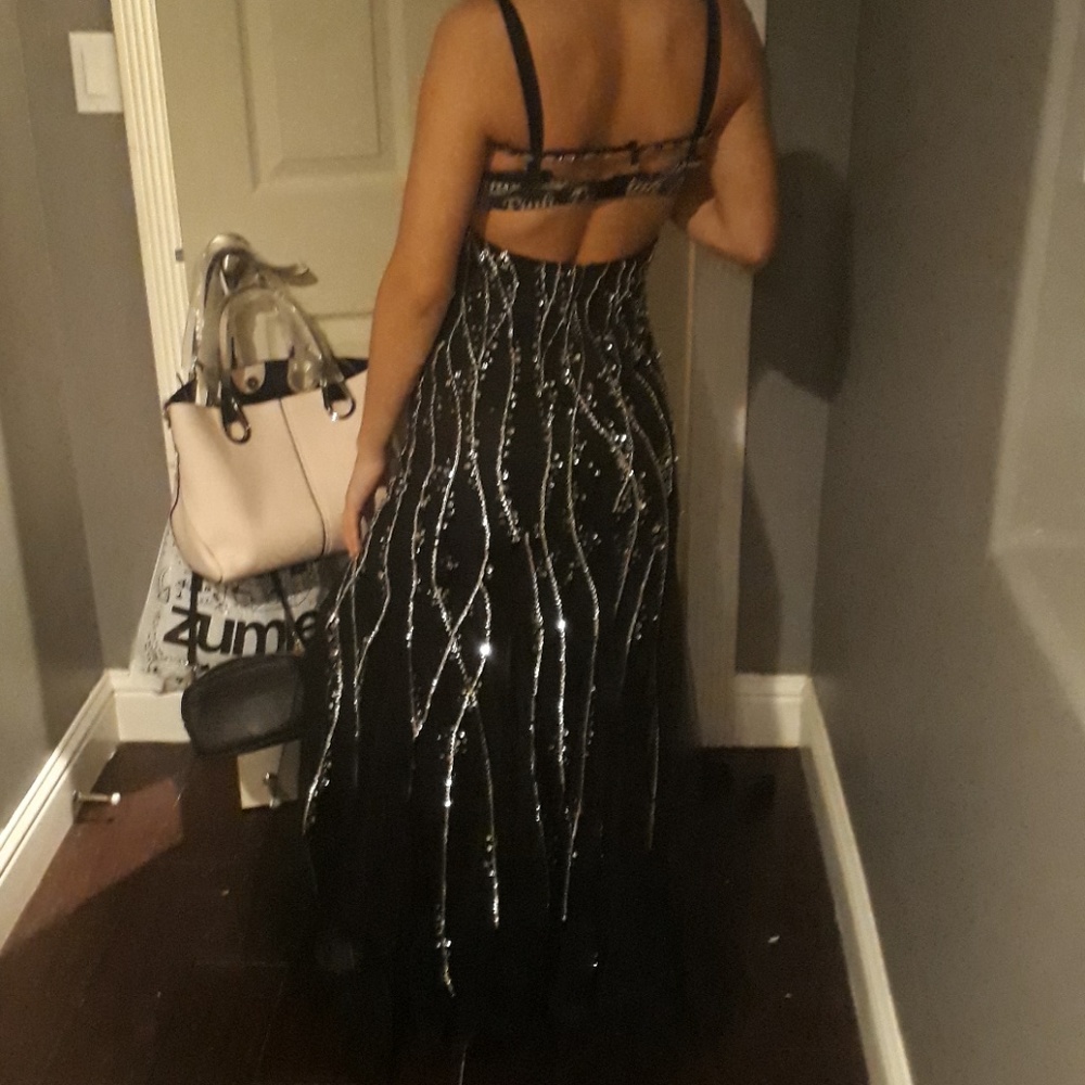 Black and silver prom dress